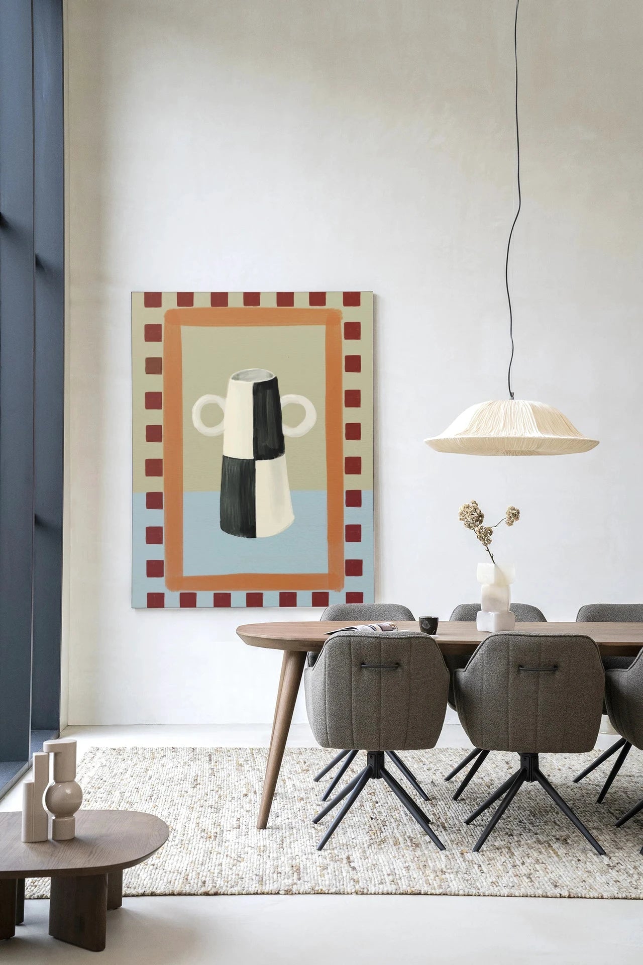 Eclectic Series 3 wandkleed van Urban Cotton met kleurrijk abstract kunstprint en glazen details voor moderne wanddecoratie
