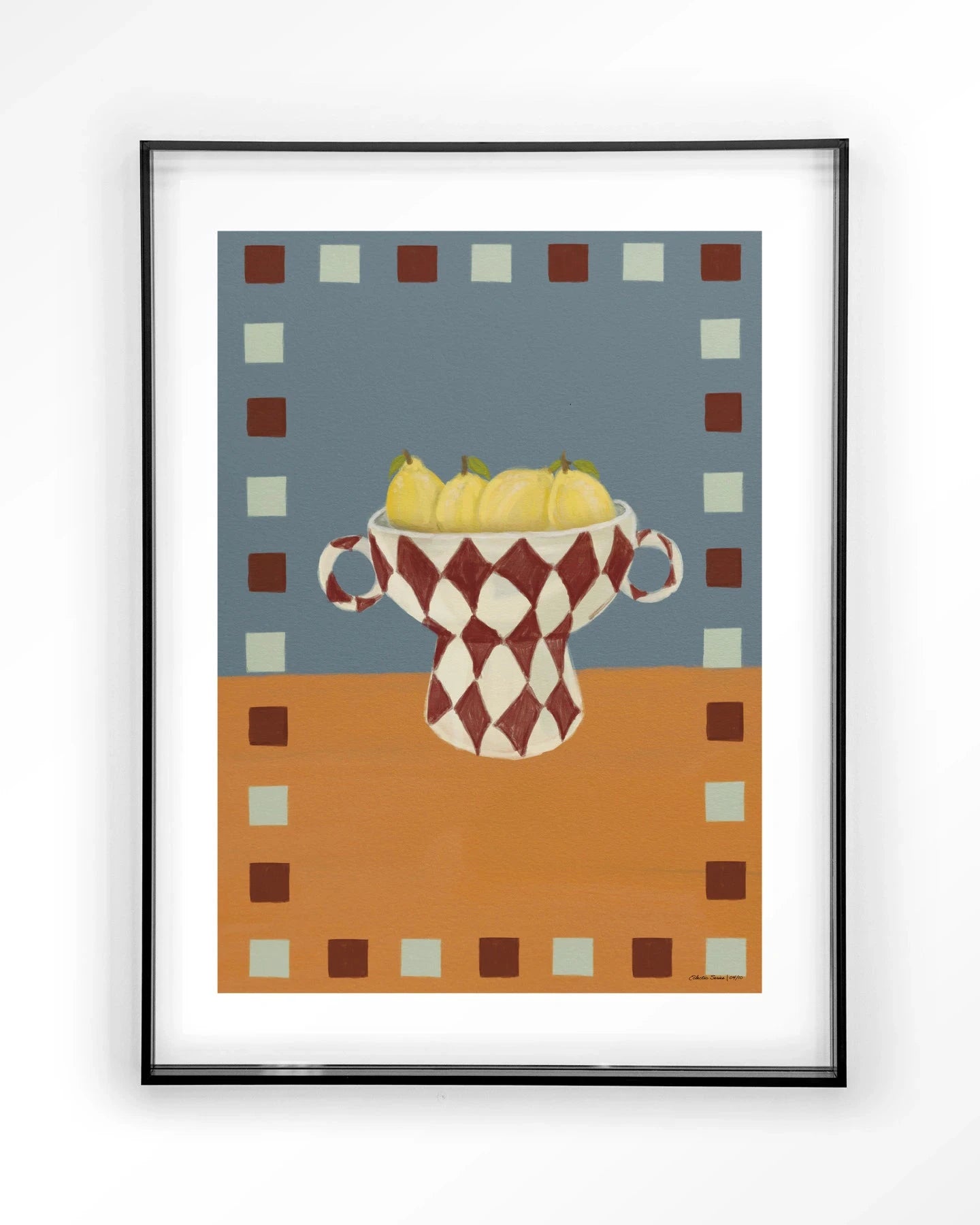 Moderne wanddecoratie van Urban Cotton, kunstprint met acyllijst in zwart, onderdeel van de Eclectic Series 4.