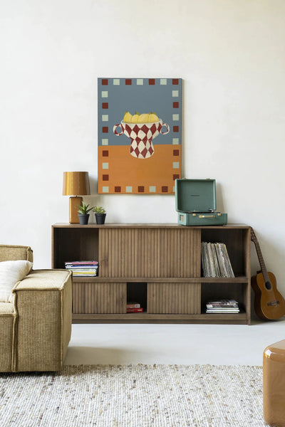 Moderne wanddecoratie van Urban Cotton, Eclectic Series 4, kunstprint met glas en wandkleed met kleurrijk abstract ontwerp