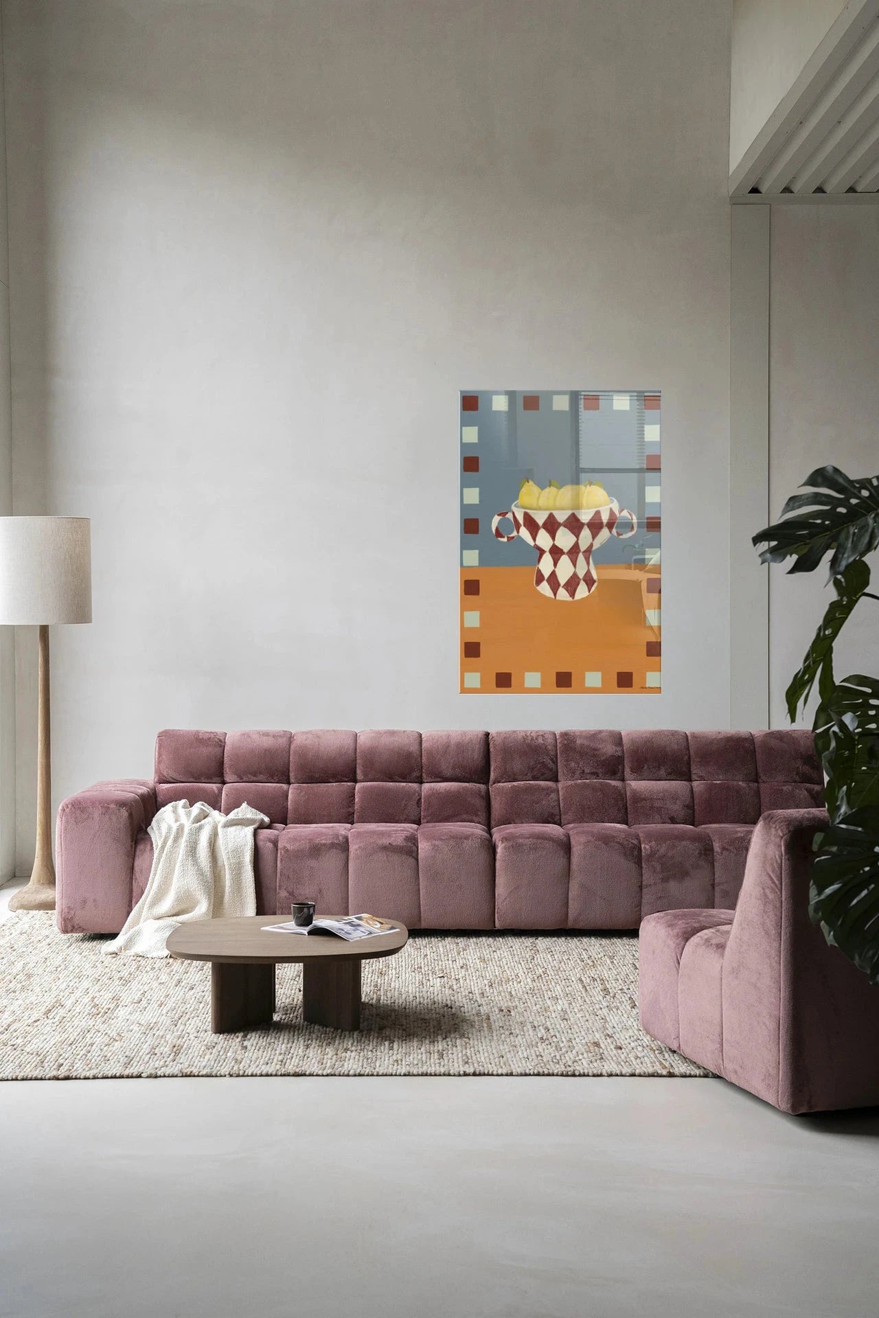 Moderne wanddecoratie met glasart en artprint uit de Eclectic Series 4 van Urban Cotton, kleurrijk en eigentijds kunstwerk.