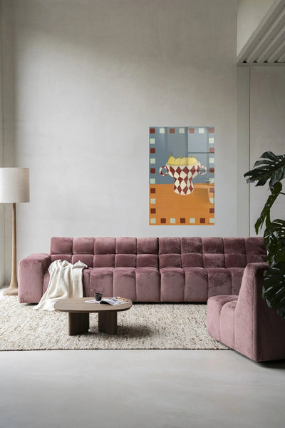 Moderne wanddecoratie met glasart en artprint uit de Eclectic Series 4 van Urban Cotton, kleurrijk en eigentijds kunstwerk.