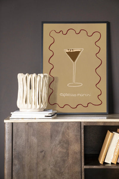 Moderne kunstwanddecoratie van Urban Cotton met houten frame en zwart glas, Esma artprint en wandkleed in elegante stijl