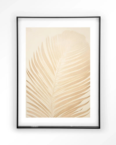 Moderne Urban Cotton kunstprint met bladeren motief, ingelijst in zwart acryl voor wanddecoratie.