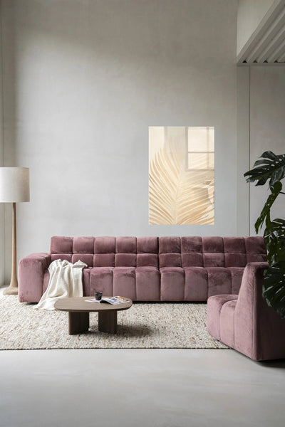 Moderne Urban Cotton kunstwerk met glazen artprint en wandkleed met bladmotief voor stijlvolle wanddecoratie