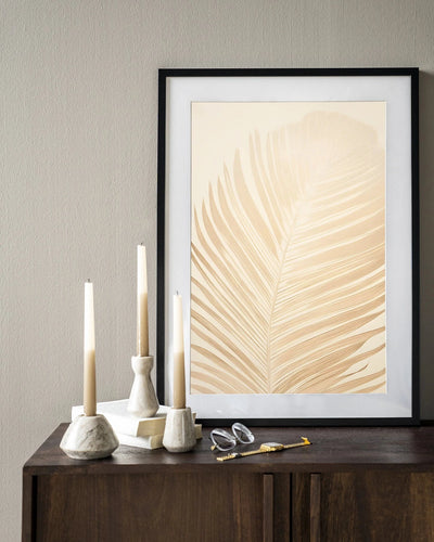 Moderne kunstprint 'Feuille' van Urban Cotton met houten lijst, zwarte rand en glas, wanddecoratie in een stijlvolle interieurstijl