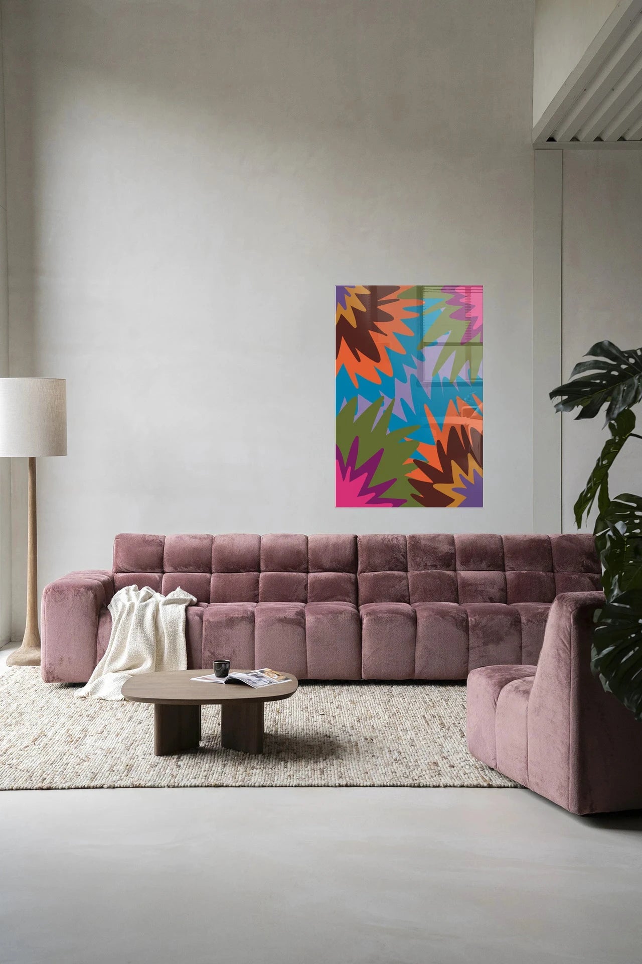 Moderne vuurwerk glaskunst van Urban Cotton, kleurrijk wanddecoratie kunstwerk voor in huis