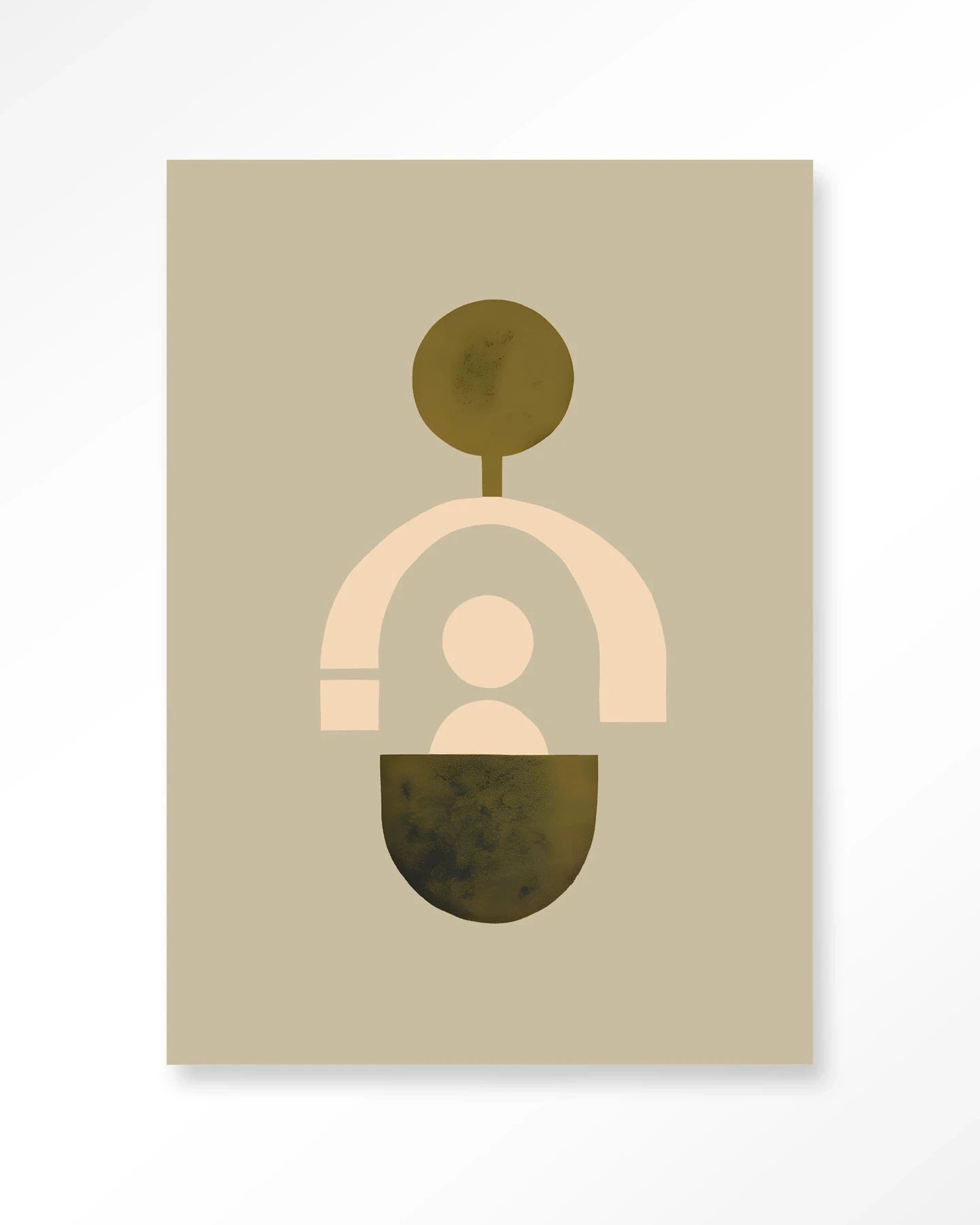 Moderne beige kunstwanddecoratie van Urban Cotton met glasart en wandkleed, abstracte artprint voor stijlvolle interieurversiering