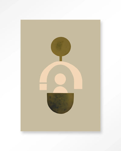 Moderne beige kunstwanddecoratie van Urban Cotton met glasart en wandkleed, abstracte artprint voor stijlvolle interieurversiering