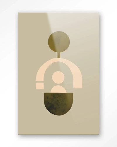 Moderne beige kunstwanddecoratie van Urban Cotton met glasart en wandkleed, abstracte en stijlvolle muurversiering