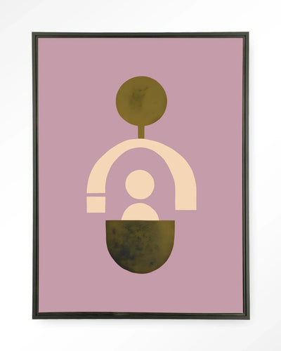 Urban Cotton Forma 2 Lilac wandkleed met zwart houten frame, moderne wanddecoratie met glasart en artprint in lilakleur.