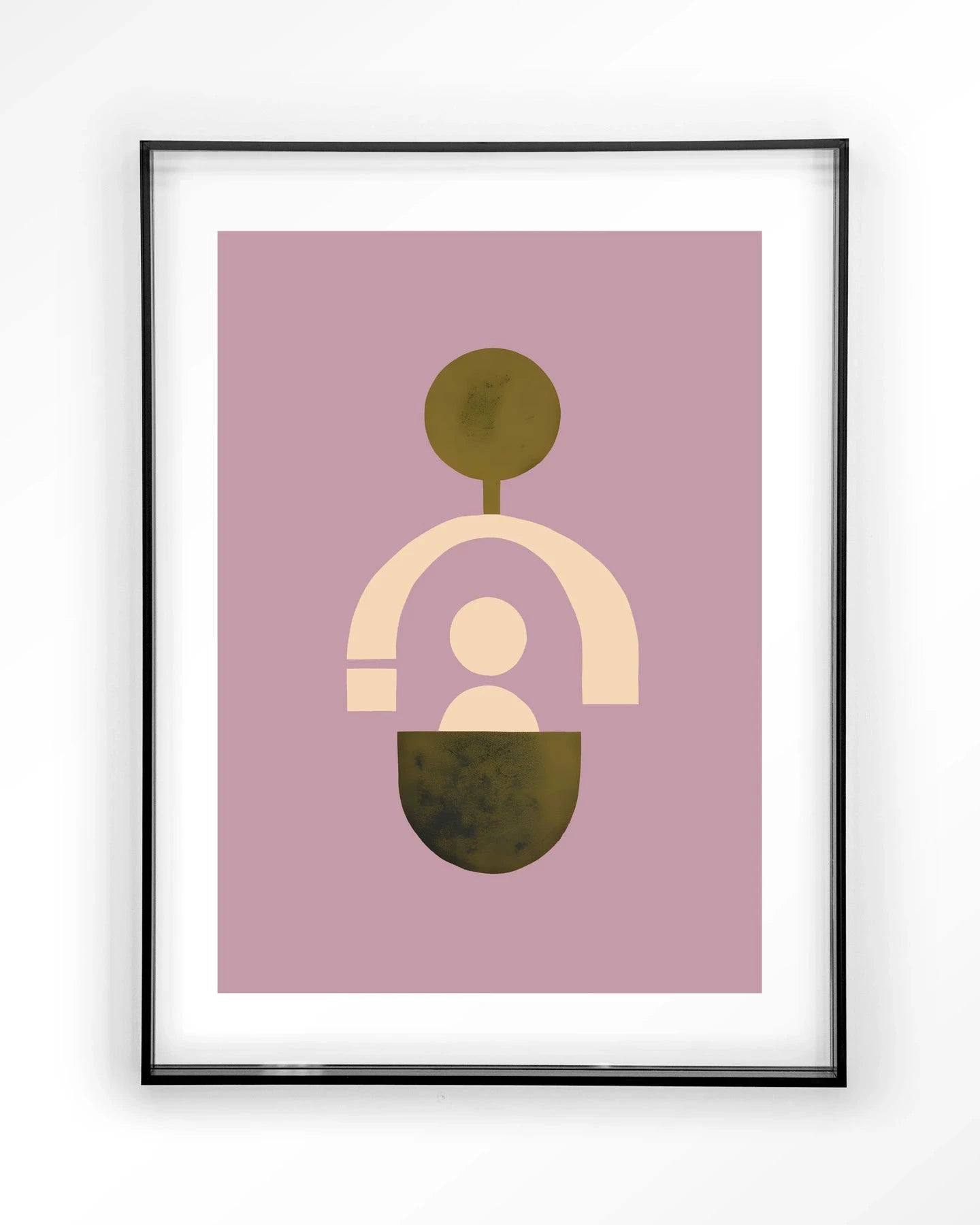 Moderne wanddecoratie van Urban Cotton, Forma 2 Lilac kunstprint met zwart acryl frame, kleurrijk en abstracte muurkunst