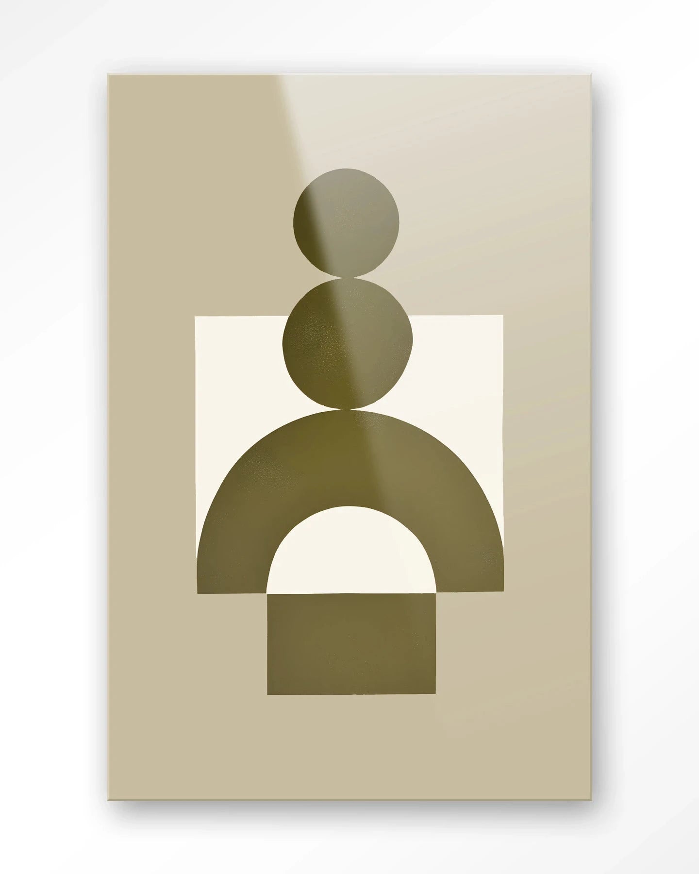 Moderne kunstwanddecoratie van Urban Cotton, beige glas artprint met abstracte patronen voor een stijlvolle muurversiering
