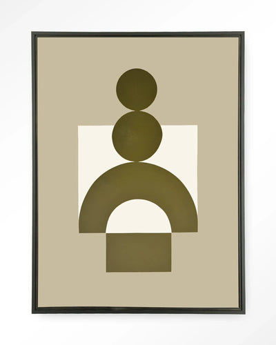 Forma 3 beige wandkleed met zwart zwevende lijst, moderne kunstdecoratie voor aan de muur, door Urban Cotton.