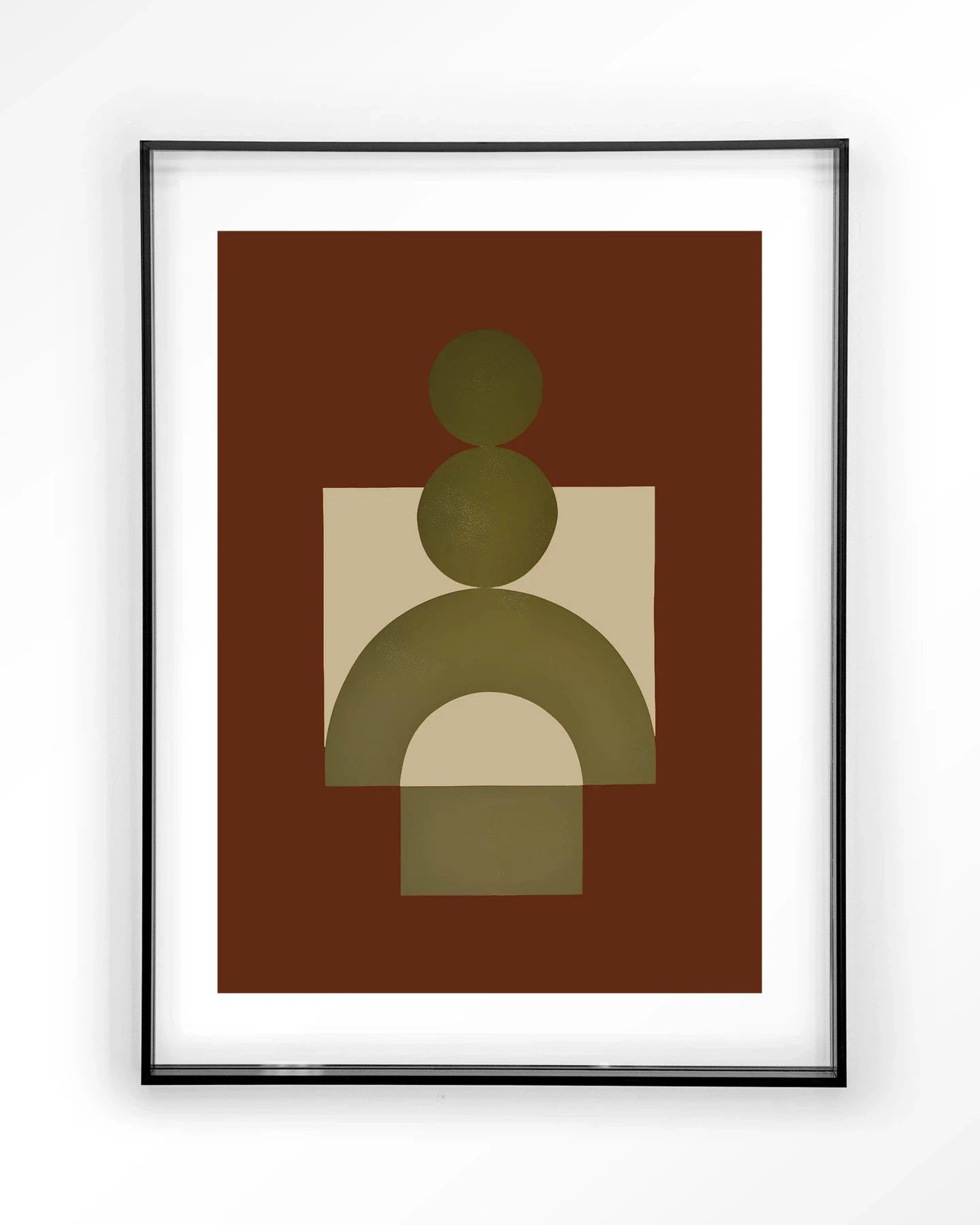 Moderne wanddecoratie met rood kunstprint, acryl-raad en zwart frame van Urban Cotton, kleurrijk en abstract muurkunst.