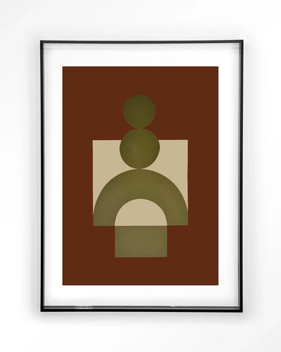 Moderne wanddecoratie met rood kunstprint, acryl-raad en zwart frame van Urban Cotton, kleurrijk en abstract muurkunst.