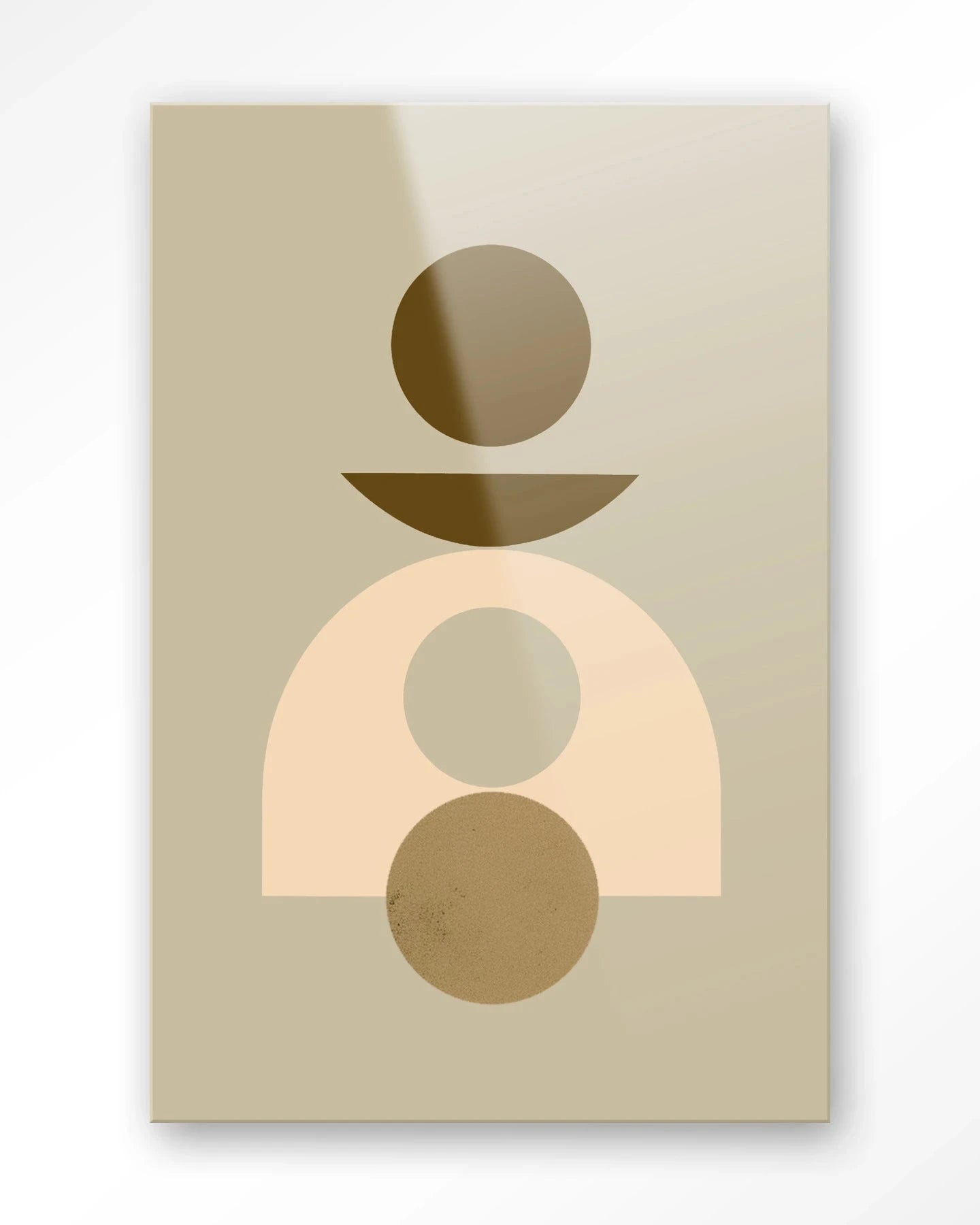 Moderne wanddecoratie van Urban Cotton, beige glas artprint met abstract kunstontwerp voor in huis of kantoor.