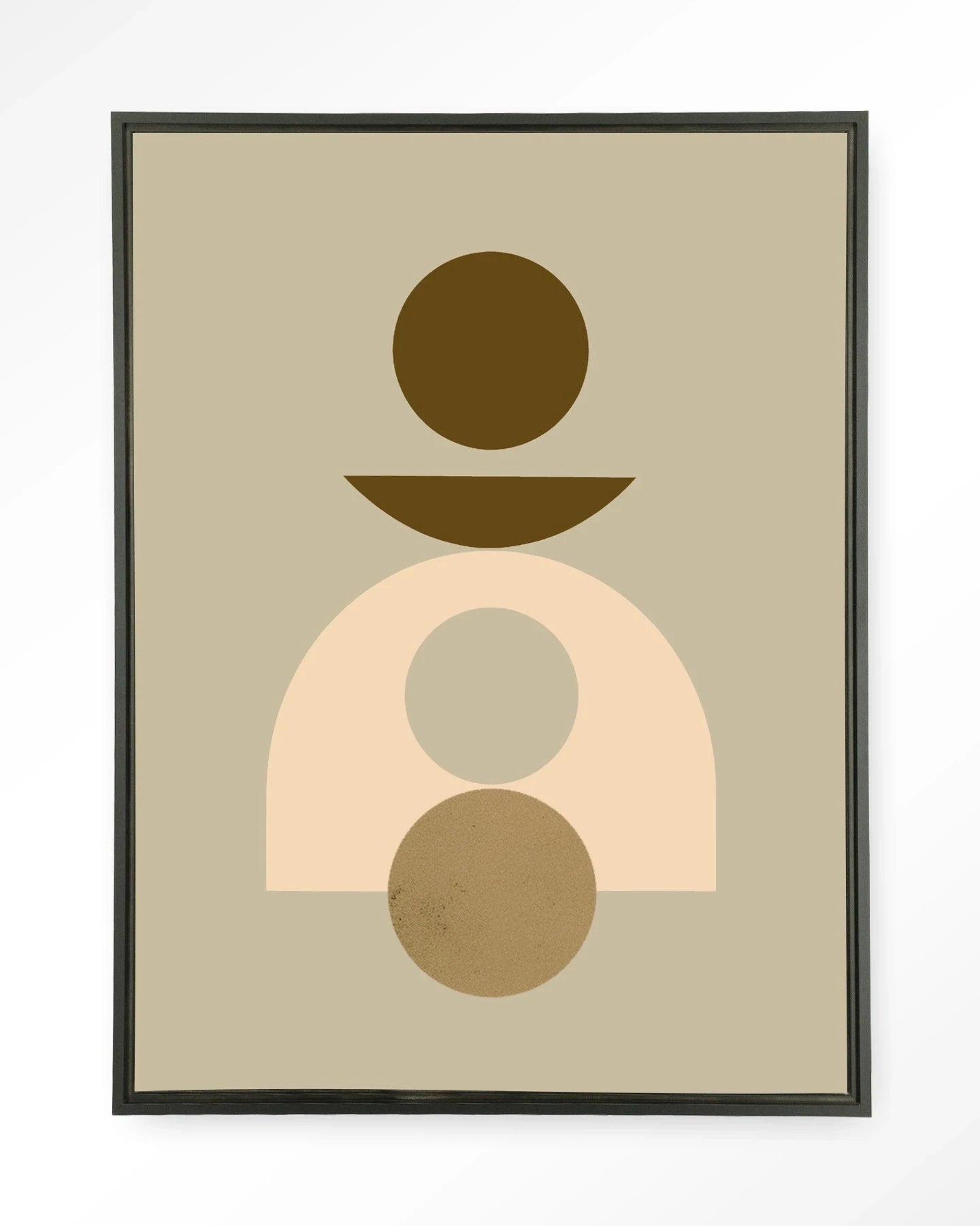 Forma 4 beige wandkleed met zwart zwevend frame, moderne kunstdecoratie van Urban Cotton, geschikt voor muurdecoratie.