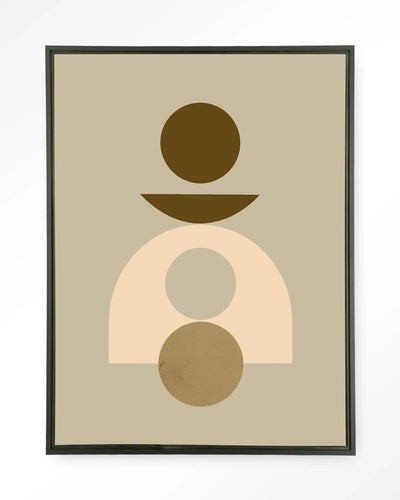 Forma 4 beige wandkleed met zwart zwevend frame, moderne kunstdecoratie van Urban Cotton, geschikt voor muurdecoratie.
