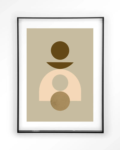 Moderne beige wanddecoratie van Urban Cotton, kunstprint met acrylframe en glas, ideaal voor moderne interieur styling