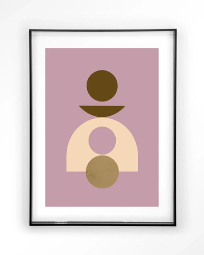 Moderne vormgegeven kunstwerk Forma 4 Lilac van Urban Cotton met zwart acryl frame, wanddecoratie met print en glas.