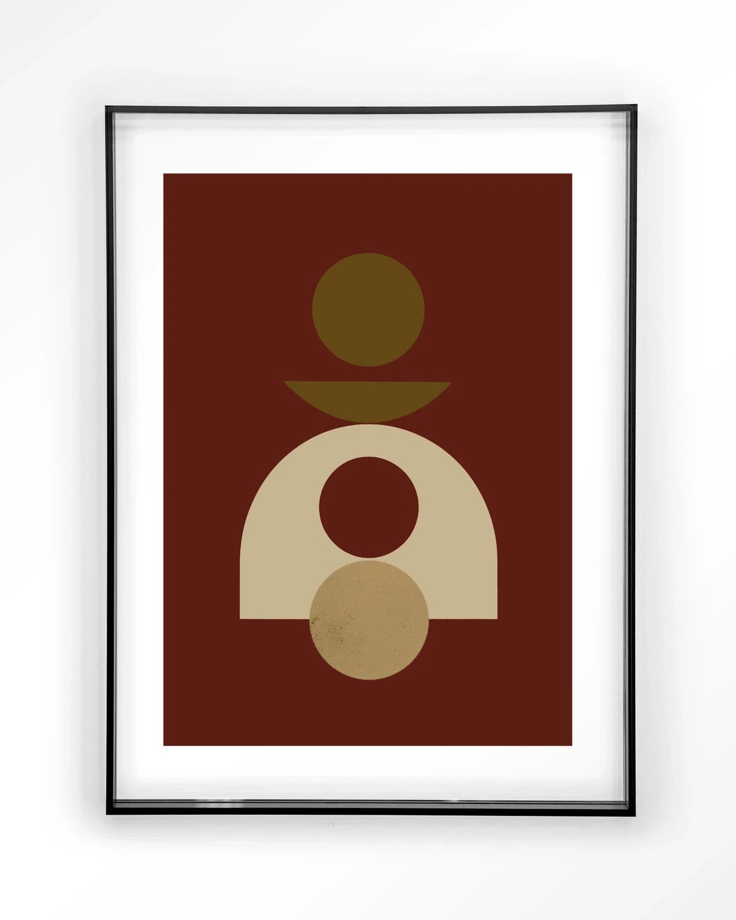 Moderne kunstprint Forma 4 Red van Urban Cotton met zwart acryl frame en glas, wanddecoratie voor stijlvolle interieurs