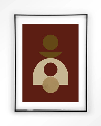 Moderne kunstprint Forma 4 Red van Urban Cotton met zwart acryl frame en glas, wanddecoratie voor stijlvolle interieurs
