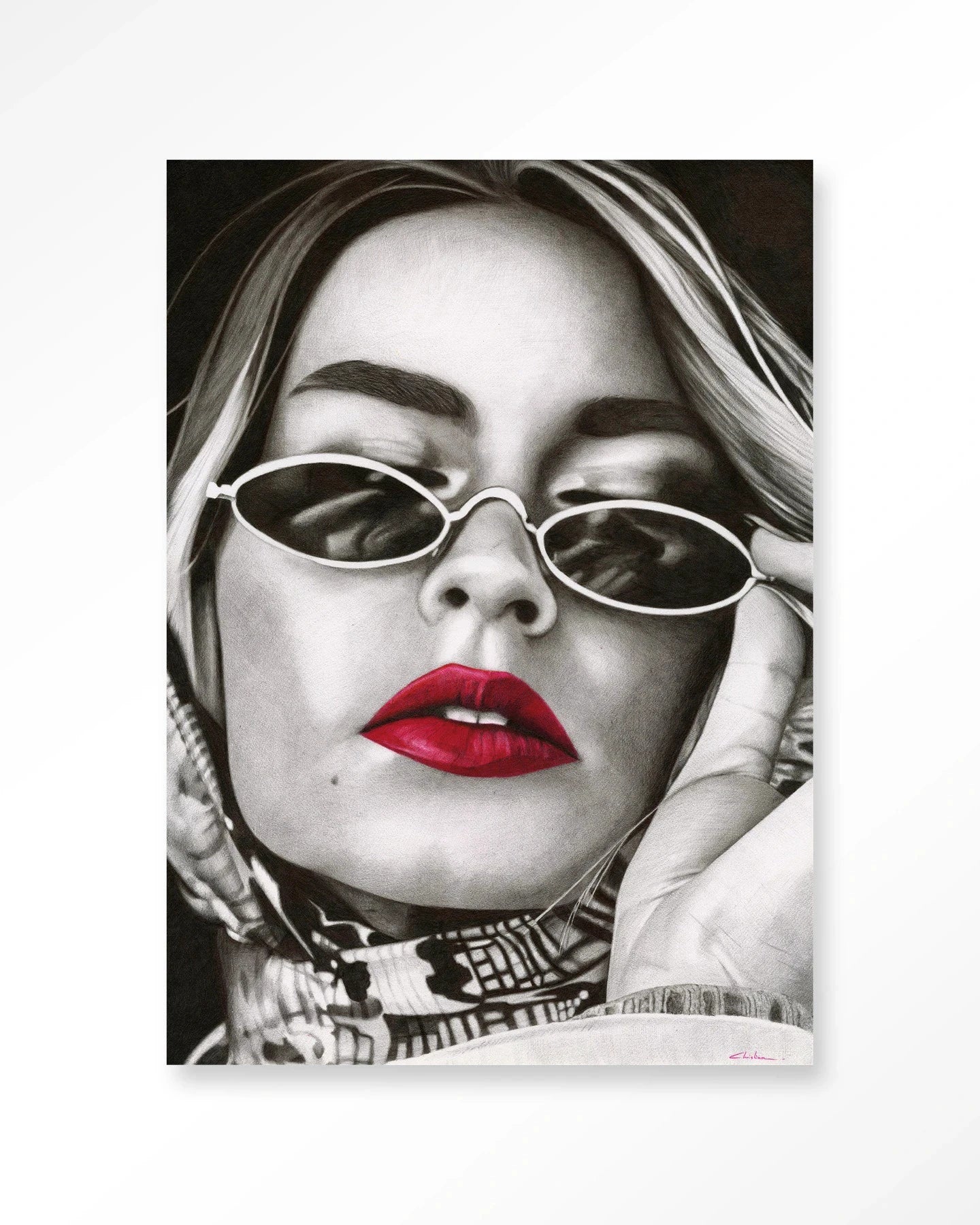 Moderne kunstwanddecoratie van Urban Cotton met rood kunstprint, glasart en wandkleed voor een stijlvolle muurversiering