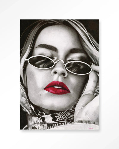Moderne kunstwanddecoratie van Urban Cotton met rood kunstprint, glasart en wandkleed voor een stijlvolle muurversiering