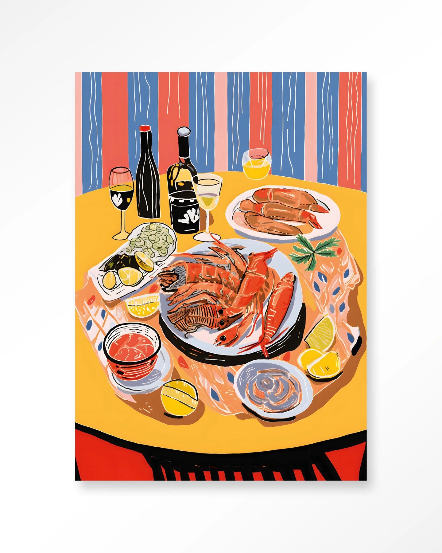 Moderne fruits de mer kunstprint van Urban Cotton, glasart en wandkleed voor stijlvolle wanddecoratie in huis