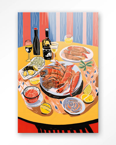 Moderne Fruits de Mer glaskunst als wanddecoratie van Urban Cotton, kleurrijk kunstwerk voor op de muur