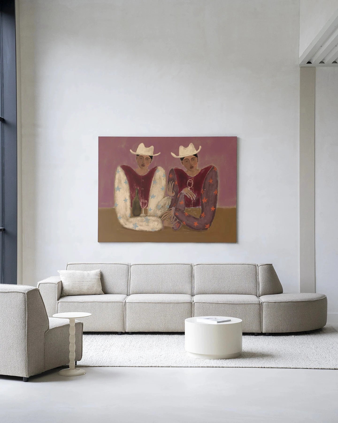 Moderne wanddecoratie van Urban Cotton met kunstprint, glasart en wandkleed met ranch-thema, kleurrijk en stijlvol voor in huis.