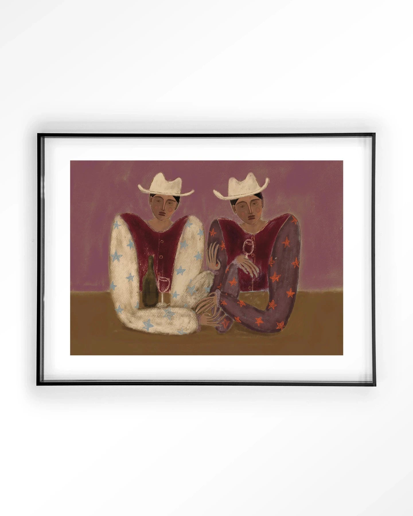 Moderne kunstprint 'Good Ranch Talk' van Urban Cotton met zwart acryl frame, wanddecoratie met kleurrijk artprint en glasdetails