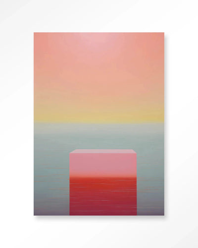Moderne wanddecoratie van Urban Cotton met een gradient kunstprint en glasart, geschikt als wandkleed of kunstwerk voor interieur.