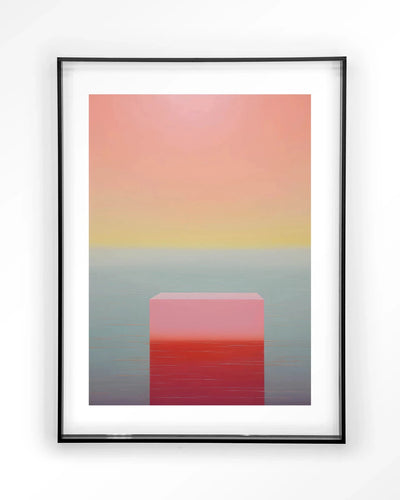 Moderne wanddecoratie van Urban Cotton, inclusief kunstprint, acryl frame en glas, met een kleurrijke gradient design.