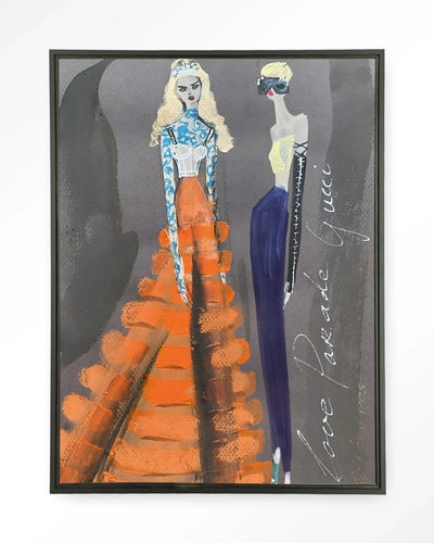 Gucci wandkleed van Urban Cotton met moderne kunstprint in zwart frame en glazen kunstdecoratie voor aan de muur.