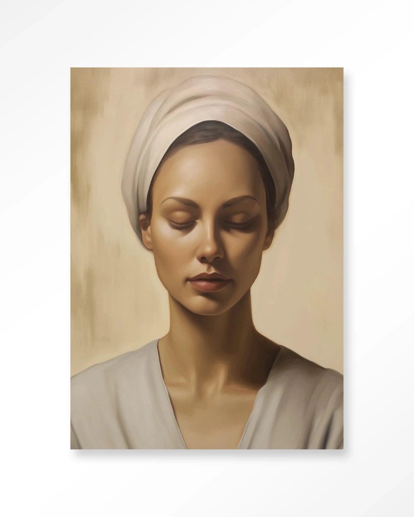 Moderne wanddecoratie van Urban Cotton met artprint, glazen kunstwerk en wandkleed met helende ontwerp in heldere kleuren.