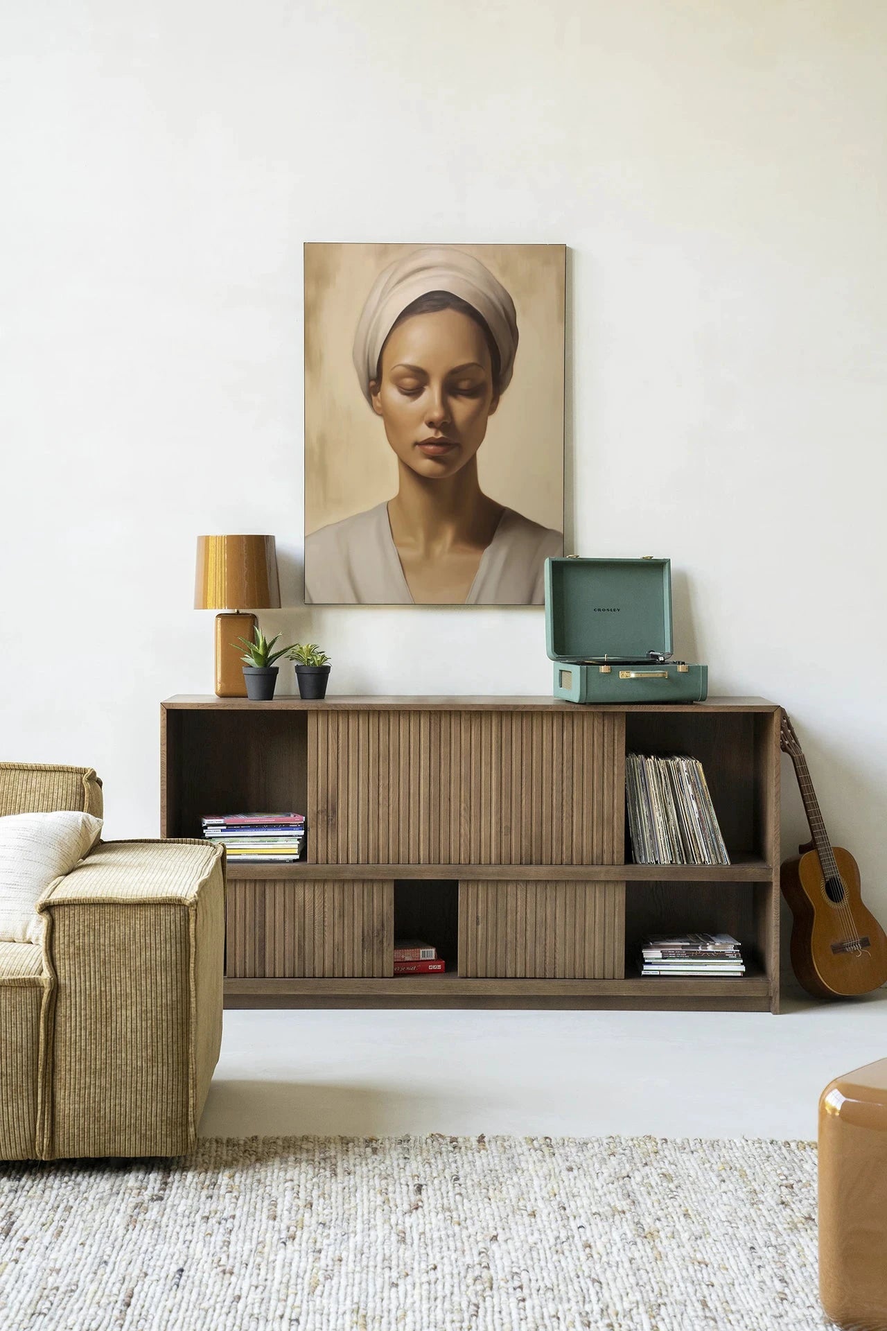 Moderne wanddecoratie van Urban Cotton met kunstprint, glasart en wandkleed met Healing-thema, kleurrijk en artistiek ontwerp