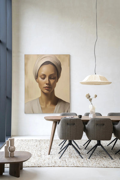 Moderne wanddecoratie van Urban Cotton met healing kunstprint op textiel en glas, ideaal voor een stijlvolle muurversiering.