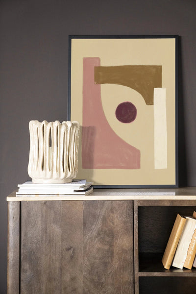 Moderne wanddecoratie met kunstprint van kruiden in houten lijst, zwart frame, door Urban Cotton, stijlvolle huisdecoratie.