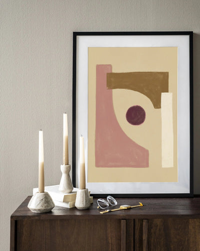 Moderne kunstprint met kruidenmotief in houten lijst, zwart frame, door Urban Cotton, geschikt als wanddecoratie.