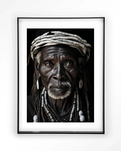 Moderne Kabila kunstprint met zwart acryl frame, wanddecoratie met glasart en wandkleed van Urban Cotton, abstracte muurkunst