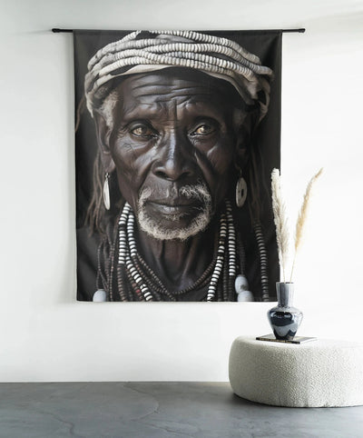 Moderne wanddecoratie van Urban Cotton met kunstprint en wandkleed met gebogen roede voor een stijlvolle muurversiering