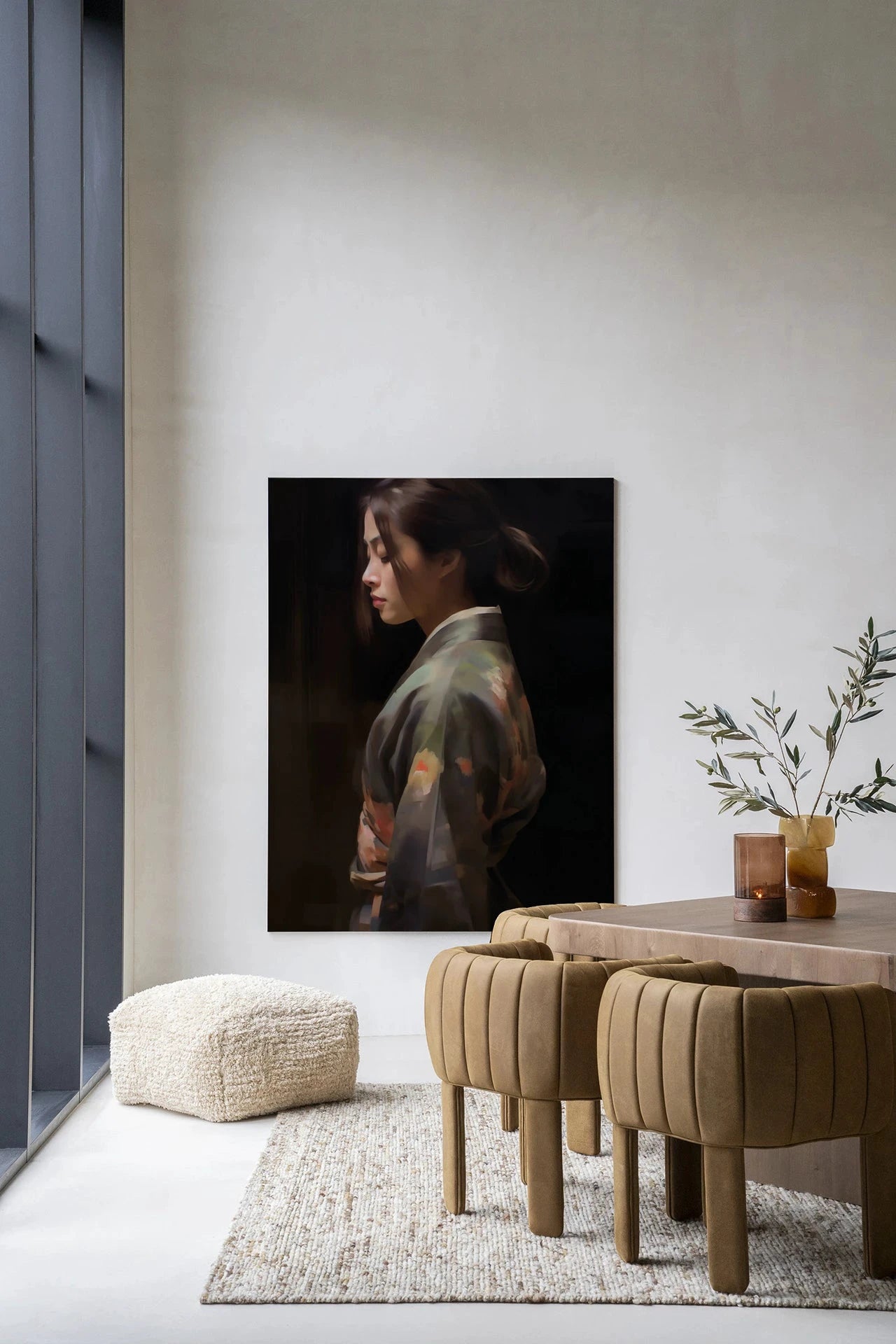 Moderne wanddecoratie van Urban Cotton, gekleed in een kunstzinnig wandkleed met Kimono Tales ontwerp, geschikt voor muurversiering