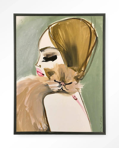 Moderne wanddecoratie van Lily Rose Depp x Pumpkin, zwart wandkleed met kunstprint en glazen accenten, door Urban Cotton
