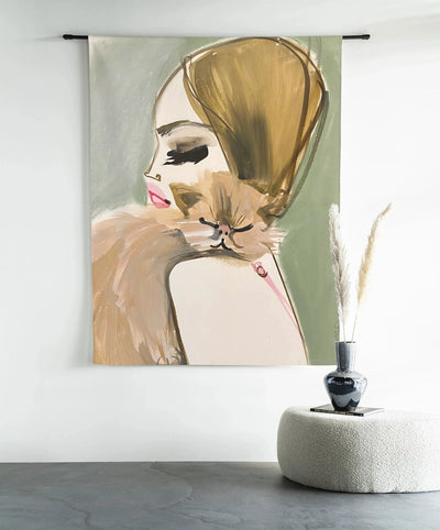Moderne wanddecoratie van Lily Rose Depp x Pumpkin, kunstprint op glas met abstract ontwerp en wandkleed, door Urban Cotton.