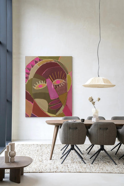 Moderne wanddecoratie van Urban Cotton met kunstprint, glazen kunst en wandkleed voor een stijlvolle interieurversiering