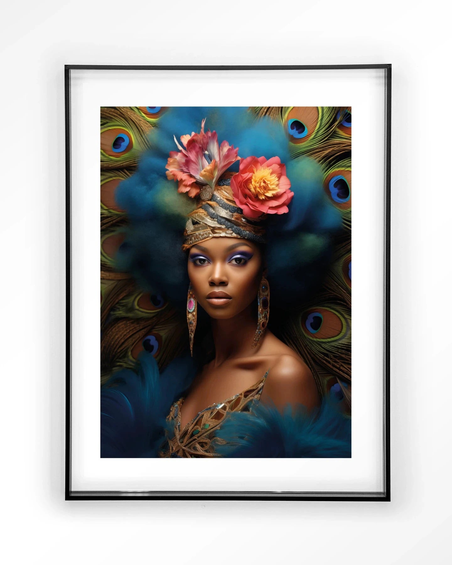 Maua moderne wanddecoratie van Urban Cotton, kunstprint met acryl frame in zwart, geschikt voor muurdecoratie.