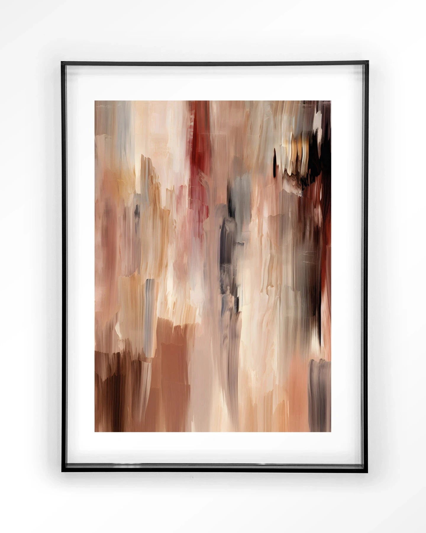 Moderne kunstprint Monterosso van Urban Cotton met zwart acryl frame, wanddecoratie met glas en textiel voor stijlvolle interieur.