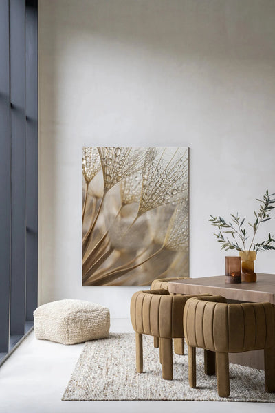 Abstracte natuurlijke kunstprint van Urban Cotton, moderne wanddecoratie met glas en wandkleed, geschikt voor stijlvolle interieuraccenten