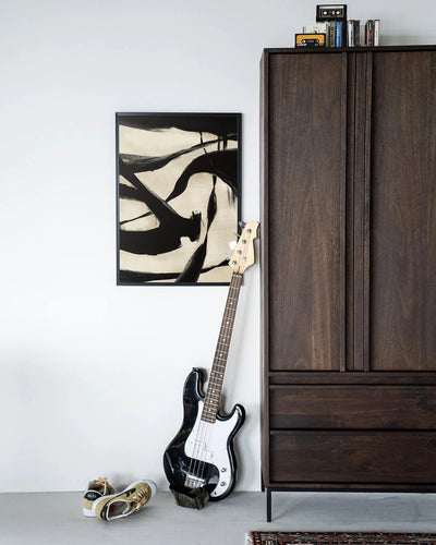 Moderne Nocturne Fortex kunstprint met houten lijst en zwarte rand, wanddecoratie van Urban Cotton, glasart en wandkleed.